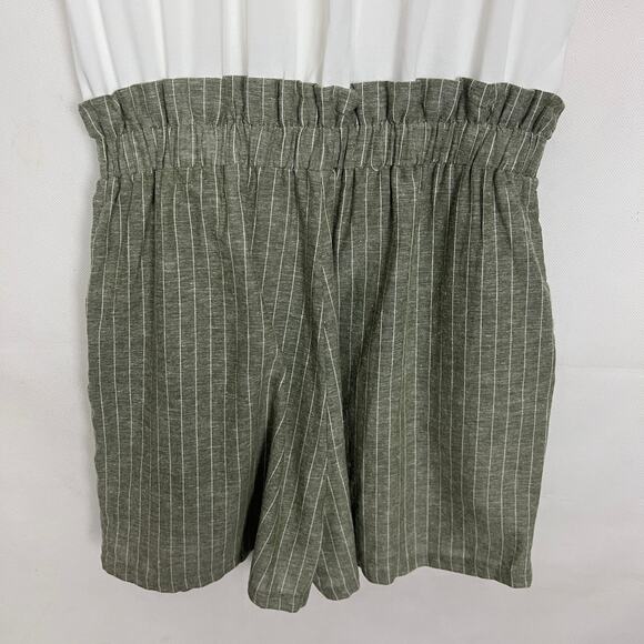 Mine Linen Blend Sleeveless Color Block Romper Size Medium - Picture 7 of 12